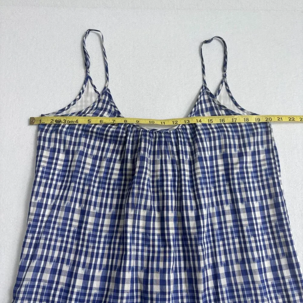 J. Crew Gingham Dress Women's M Blue White 100% Cotton Knee Length